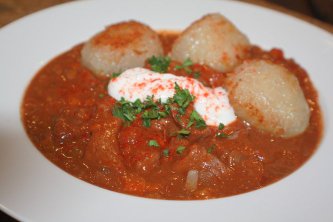 Christa's Goulash with potato dumplings. 